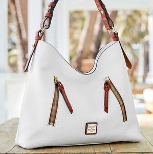 DOONEY & BOURKE WHITE AND BROWN, SHOULDER BAG WITH MATCHING WALLET